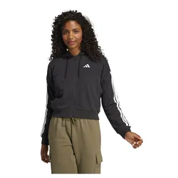 Felpa Con Zip Essentials 3 Stripes French Terry Black / White 2XS