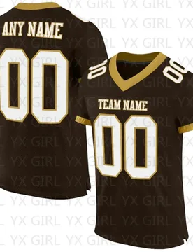 Custom Brown White-Old Gold Football Jersey Personalized Team Name and Your Name, Number V-Neck Athletic Football T-Shirts - Aliexpress - FashionsVida