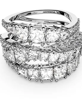 Anello Hyperbola, Taglio misto, Bianco, Placcato rodio 52 - Swarovski - FashionsVida