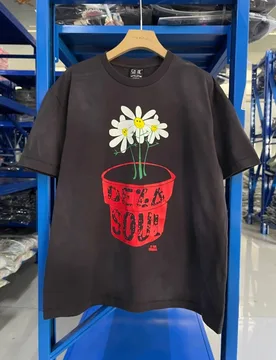 High Street Gray Fashion Washed Digital Print Floral Potted Plants Summer Men's Women's Casual Saint Retro T-shirt - Aliexpress - FashionsVida