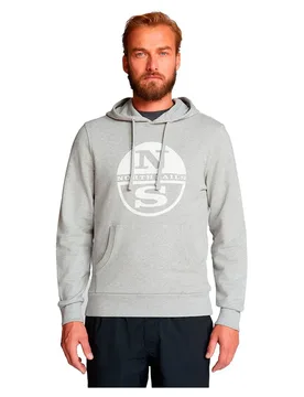 Felpa Con Cappuccio 691003 Graphic Grey Melange XL - North Sails - FashionsVida