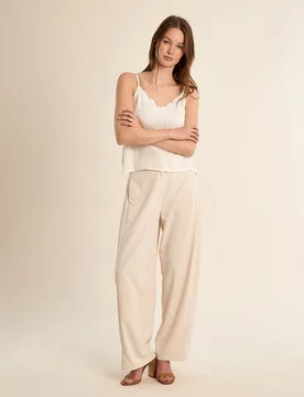 Pantalón de mujer largo detalle pinzas - Molly Bracken - FashionsVida