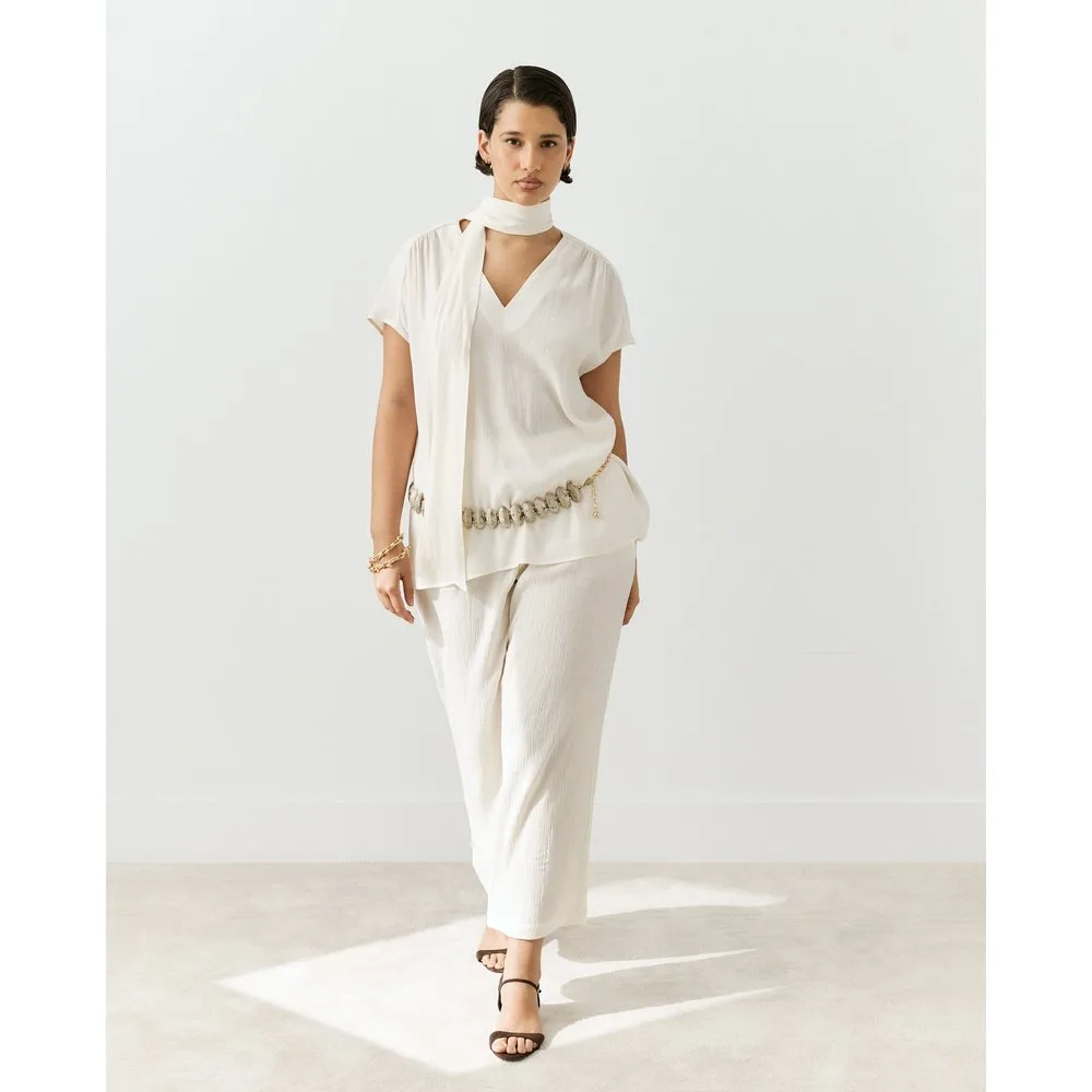 Pantalón fluido de mujer efecto arrugado - Couchel - FashionsVida