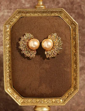Vintage Color rhinestone Glass Pearl Peacock Feather earrings For Women Luxury rhinestone Art Deco Gold color Jewelry Gift 2026 - Aliexpress - FashionsVida