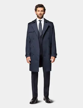 Cotton Rich Trench Coat Navy male - Hawes & Curtis - FashionsVida