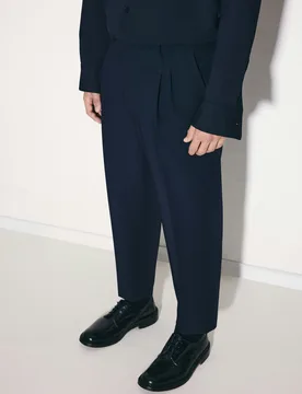 Chino Cropped mit Bundfalten Blau 52 - Seidensticker - FashionsVida