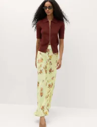 Floral Maxi A-Line Skirt Green Mix female