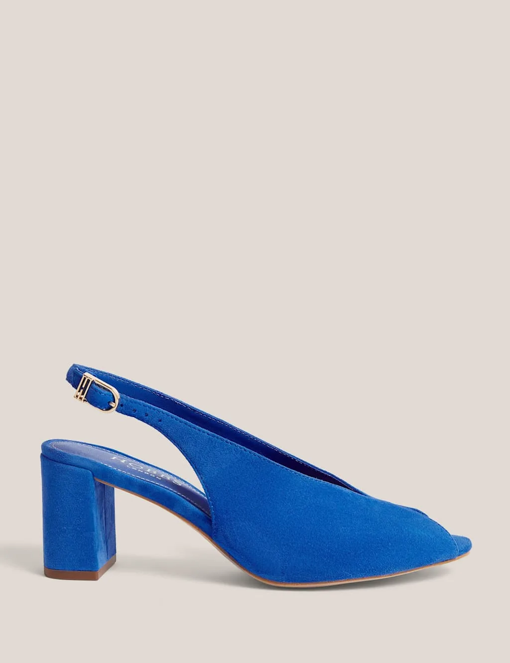 Suede Block Heel Peep Toe Slingback Sandals Blue female - Hobbs - FashionsVida
