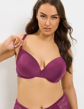 Women's Underwire T-Shirt Bra in Burgundy Size: 44E - Burgundy - Size: 44E - Yours - FashionsVida