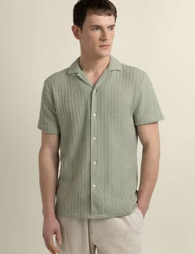 Peder Mens Crochet Jacquard Short Sleeve Shirt - - Size: S - Larsson & Co - FashionsVida