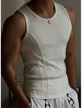 Man Tank Top 2026 Summer American Style Spliced Vest For Men Slim Fit Sports Fitness Thick Ribbed High Elasticity Sweat - Aliexpress - FashionsVida
