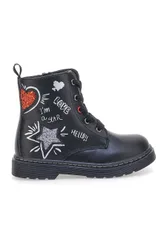 Anfibi neri con scritte e glitter Grazia 1620 28