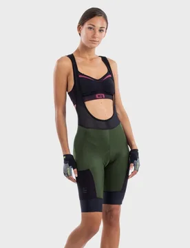 Pantaloncini ciclismo donna OFF ROAD - GRAVEL STONES CARGO verde - ALE' - FashionsVida