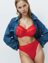 Mesh Wired Extra Support Bra F-J Chilli female