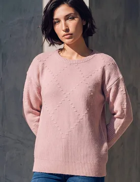 Women's Petite Bobble Contrast Knit Jumper in Light Pink Size: 12 - Light Pink - Size: 12 - Roman - FashionsVida