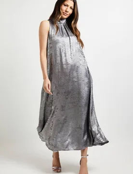 Women's Metallic Halterneck Maxi Dress in Silver Size: 10 - Silver - Size: 10 - Debenhams - FashionsVida