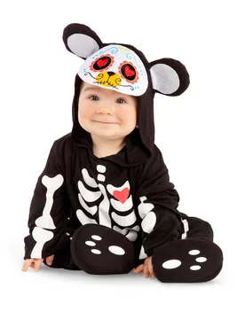 Gemütliches Dia de los Muertos-Bärenkostüm für Babys schwarz-weiß-bunt - VIVING COSTUMES / JUINSA - FashionsVida