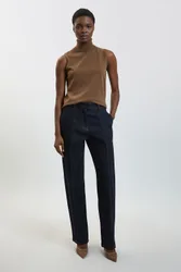 Womens Petite Denim Straight Leg Jean - Indigo Blue