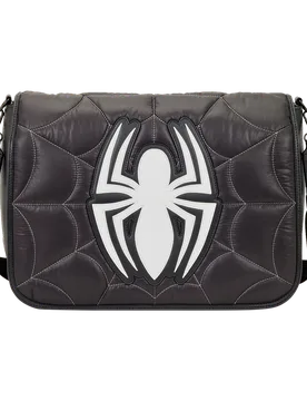 Marvel: Spider-Man Black & White Suit Quilted Messenger Crossbody Bag - Loungefly - FashionsVida