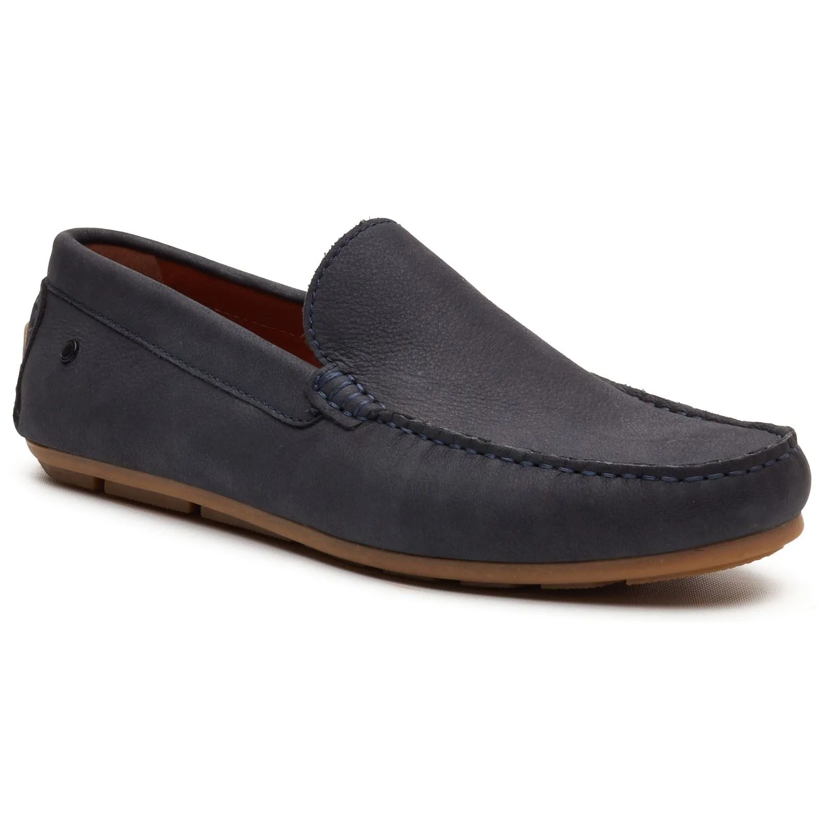 Moss Driver Leather Mens Navy Loafers - Size Uk 8 - Base london - FashionsVida