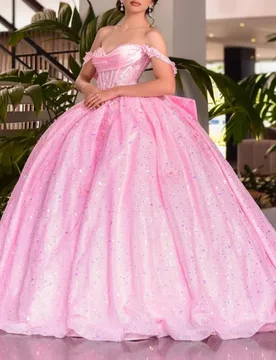 Pink Quinceanera Dresses Off Shoulder Ball Gown Sweet 16 Dress Applique Sequin Beading Tull Corset Birthday Party Vestidos 15 De - Aliexpress - FashionsVida