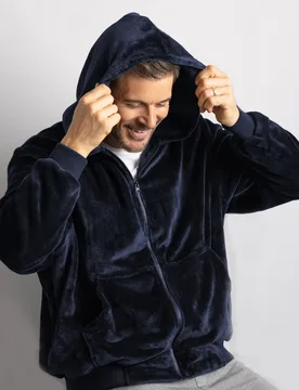 Mens 1 Pack Lounge Hoodie Navy L/XL - Blue - Size: Large - Heat Holders - FashionsVida