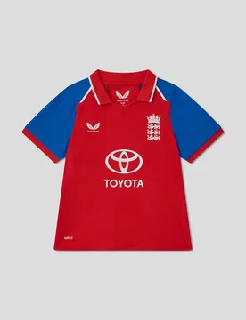 England Cricket Infant 26/27 Replica Short Sleeve Shirt RED 4-5Y Unisex - Castore - FashionsVida