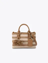 Striped Mini Tote Bag Tan female
