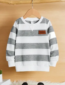 Sudadera suelta informal con estampado gráfico de rayas coloridas para niños preadolescentes, apta para ir al trabajo, la escuela, uso diario, depor - Shein - FashionsVida