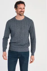 Textured Knit Mens Crew Neck Jumper