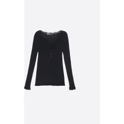 Camiseta de mujer canalé escote v