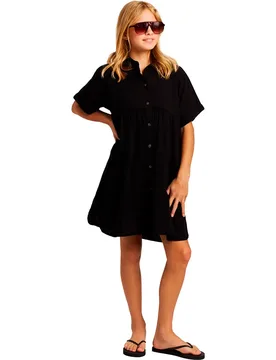 Robe Courte à Manches Courtes Halaki True Black 152 cm Fille - Protest - FashionsVida
