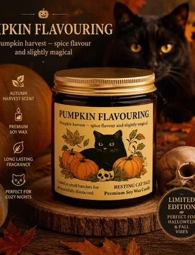 Vela de Tarro Ámbar con Estampado de Calavera de Gato Negro y Hoja de Arce, Cera de Soja, Decoración de Ambiente Cálido de Otoño para Escritorio, - Shein - FashionsVida