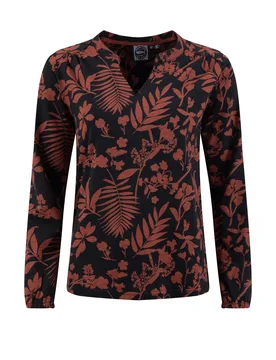 Weird Fish Brooke Printed V Neck Jersey Top Size 10 - new-arrivals all new-arrivals womens women women all-womens women tshirts-and-tops women tshirts - Bitter Chocolate - FashionsVida