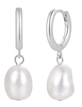 Womens Perlenohrcreolen - White Metal - One Size - Lulu & Jane - FashionsVida