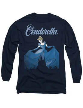 Unisex Cinderella Icon Silhouettes With Vintage Dress Long Sleeve T-Shirt, Navy Size: 2XL - Navy - Size: 2XL - Disney - FashionsVida
