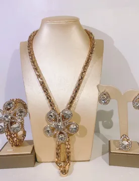 Women Jewelry Set Flower Shape Crystal Necklace Earrings Bracelet Ring Gift Party - Aliexpress - FashionsVida