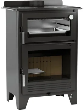 Estufa Leña Frontal Horno Envolvente en Inox. M-107 C Bandeja Horno de 45 cm - FM CALEFACCIÓN - FashionsVida