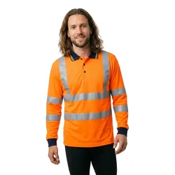 Polo à Manches Longues Shine 3 Unités Orange Fluo 2XL