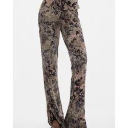 Pantalón de mujer largo flocado