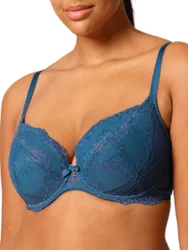 Womens Superboost Lace Padded Plunge Bra - Blue Polyamide - Size 32g