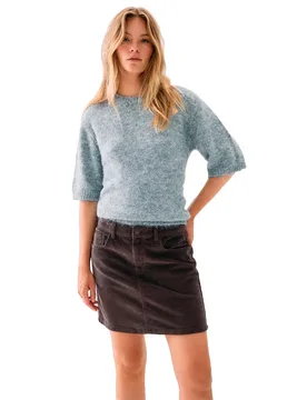Maglione A Maniche Corte Sutton Light Grey Melange XL - Noisy may - FashionsVida
