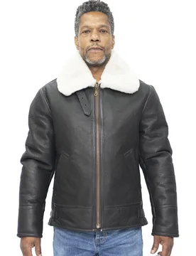 Mens B3 Ww2 Sheepskin Aviator Flying Jacket-Charleston - Brown Nappa Leather - Size 5xl - Infinity Leather - FashionsVida