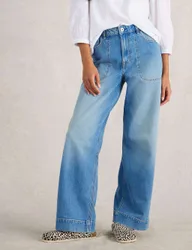 Mid Rise Wide Leg Jeans Blue Denim female