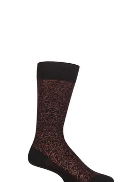 Men's 1 Pair Pantherella Austen Brocade Jacquard Merino Wool Socks Black 7.5-9.5 Mens - Black - Size: 7.5-9.5 Mens - SockShop - FashionsVida