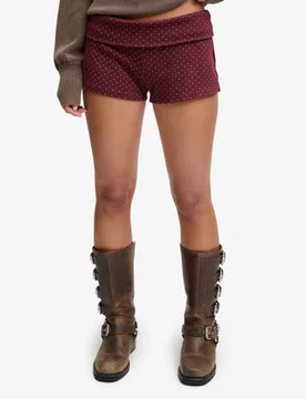 Superdry Damen Gepunktete Jersey-shorts mit Schmaler Passform Red - Größe: 38 - 39.99 - FashionsVida
