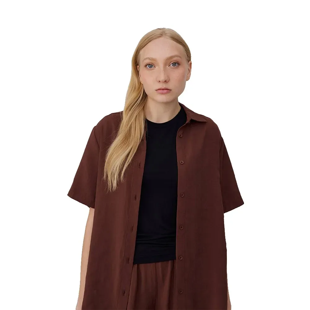 Camicia A Maniche Corte Fiona Chocolate XL - Makia - FashionsVida