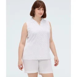 Camiseta de mujer de san galo con cuello polo bordado San Galo delante y detrás