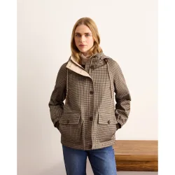 Parka de mujer con capucha y estampado de cuadros