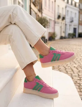 Women's Genevieve Suede Effect Two Tone Trainers in Pink Size: 8 - Pink - Size: 8 - IKRUSH - FashionsVida